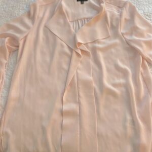 Long sleeve pale pink blouse with wide collar